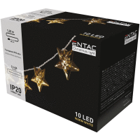 Svetelný reťazec - hviezdy zlaté 10 LED WW 1,65m 60mm IP20 ENTAC
