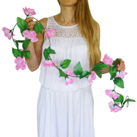 Girlanda zelená - ružové ruže 200cm