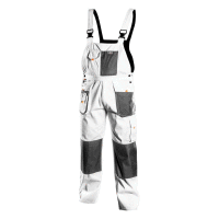 Monterkové nohavice s náprsenkou a trakmi, biele  LD/54 NEO TOOLS