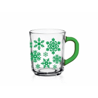Šálka sklo 220ml,zelená,vz.vločky GLASMARK