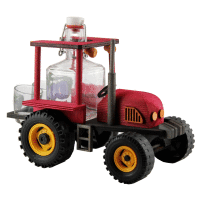 Traktor drevený s Cubikou červený 0,20+obtisk slivky 2 s 2 listami