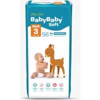 BabyBaby Soft Ultra-Dry Midi 56ks, 4-9kg