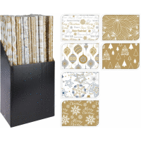 Vianočný baliaci papier 70x200cm 6 druhov biela/zlatá