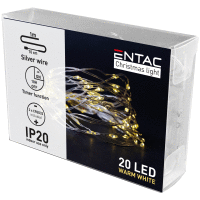 Drôtený reťazec Silver Wire 20 LED s čas. WW 1,1m ENTAC