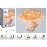 Micro svetelná reťaz 400LED, 8M transparentné, WW
