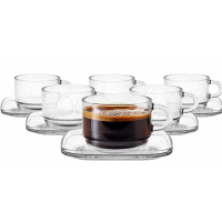 Sada 6ks šálok+podšálky  na čaj, kávu, latte 200ml GLASMARK