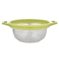 Cedník nerezový s dvoma úchytmi zelený 18cm DOMOTTI