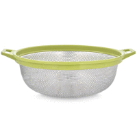 Cedník nerezový s dvoma úchytmi zelený 30cm DOMOTTI