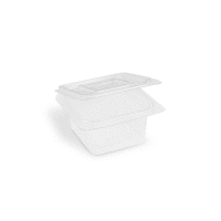 Miska (rPET) s viečkom hranatá priehľadná 375ml (50ks) GASTRO