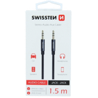 AUDIO kábel textile JACK - JACK 1,5M čierny SWISSTEN