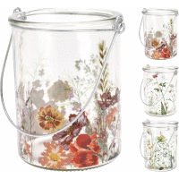 Sklenený svietnik FLOWERS 15cm 3 druhy