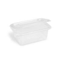 Miska (rPET) s viečkom hranatá priehľadná 1000ml (50ks) GASTRO