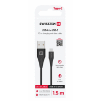Dátový kábel USB / USB-C 1.5M (7mm) čierny SWISSTEN