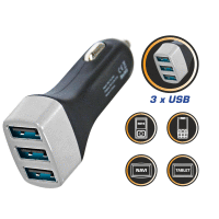 USB nabíjačka do auta, 3 zásuvky, 3,1A HOME