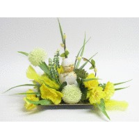 Jarný štvorec, narcis+kuriatko 16x18cm