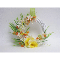 Prútený veniec jarný, narcis+orch. pr.30cm
