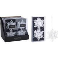 Závesná snehová vločka, deco, 11 cm, 2 farby