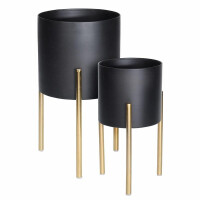 Stojan na kvety na nožičkách Black/Gold 36x19 cm