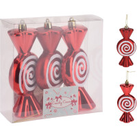 Vianočné ozdoby CANDY 13cm 3ks RED