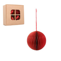 Vianočná guľa 8cm papierová set 4ks RED