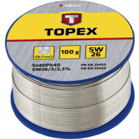 Cínová spájka, 60% Sn, 1,0 mm priem., 100 g TOPEX