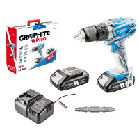 Akumulátorový vŕtací skrutkovač 2 x 18 V, Li-Ion/2,5 Ah GRAPHITE