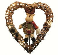 Ratanová dekorácia, srdce so sobom HOME