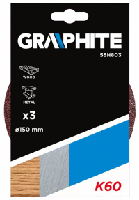 Brúsny papier na suchý zips 150 mm K60 3 ks. GRAPHITE