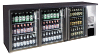 Nerezová barová chladnička s tromi sklenenými dverami