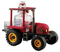 Traktor drevený s Cubikou červený 0,20+obtisk slivky 2 s 2 listami