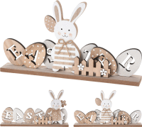 Drevená dekorácia Zajači s vajíčkami 16 cm - 2 druhy
