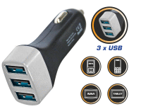 USB nabíjačka do auta, 3 zásuvky, 3,1A HOME