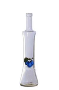Fľaša Dajana 0,50 bezfarebná, obtisk slivky s lístkom