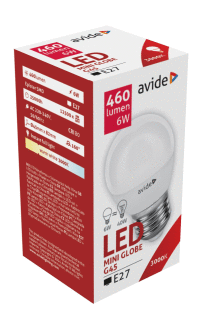 LED žiarovka Globe mini G45 6W E27WW AVIDE